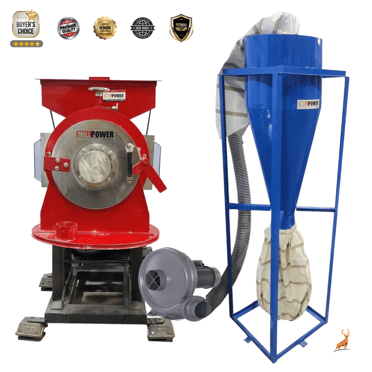 200 kg per hour atta chakki - machine with blower-cyclone - reindeer machinery