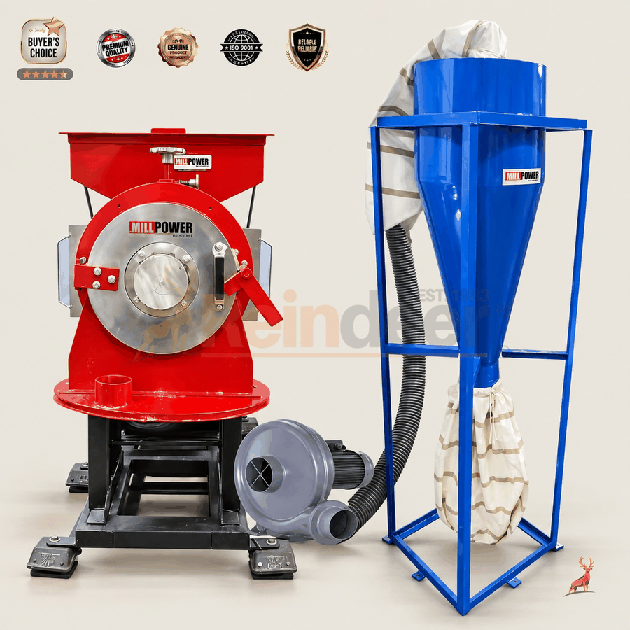 Atta chakki de 200 kg par heure - machine avec soufflerie-cyclone - Reindeer Machinery