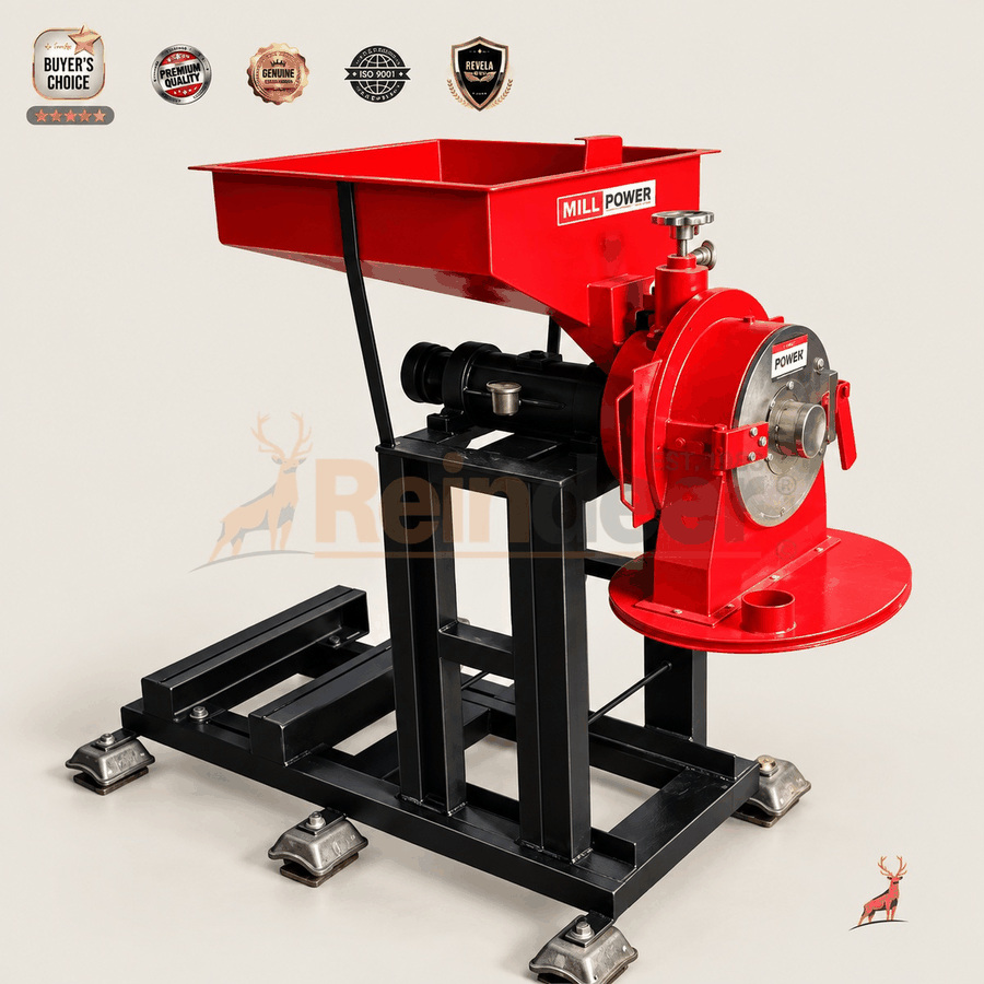 atta chakki 50 kg par heure - vue de profil - reindeer machinery
