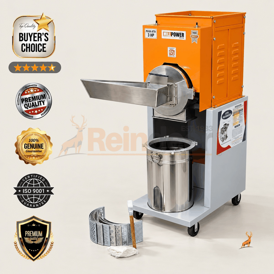 atta chakki 3 ch - machine avec accessoires - reindeer machinery