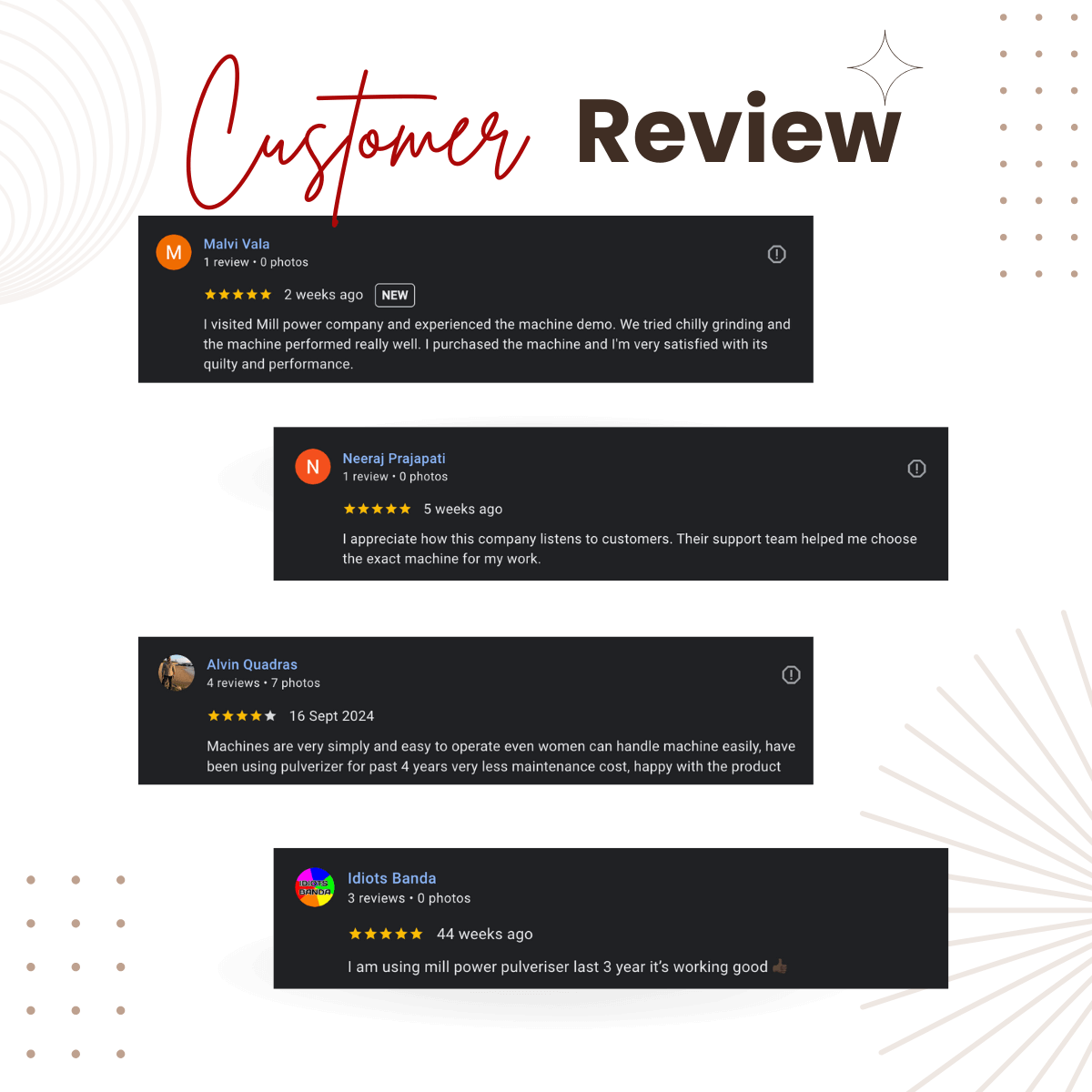 haldi pisne ki machine - customer review - reindeer machinery