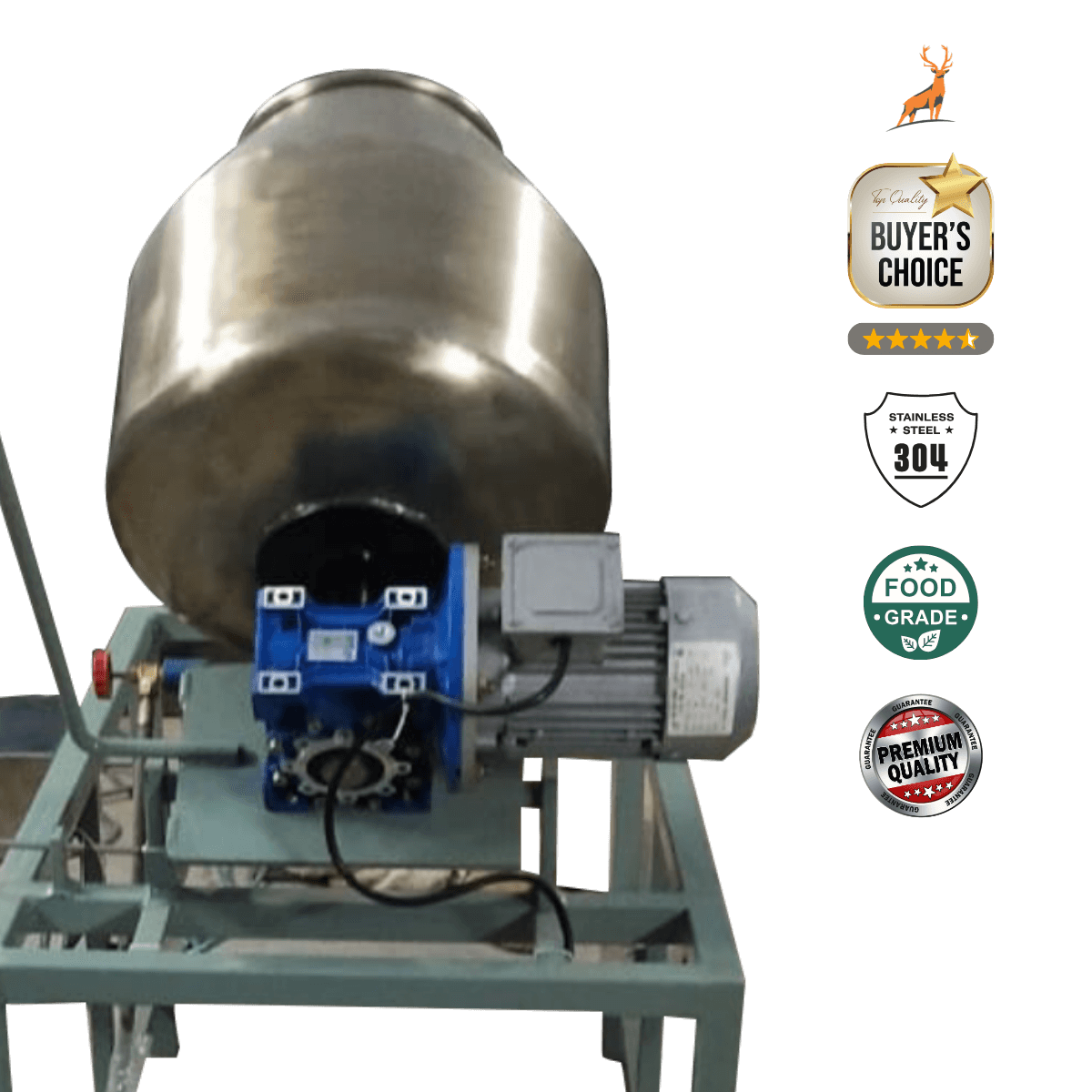 masala roaster machine - motor and gearbox view - reindeer machinery 