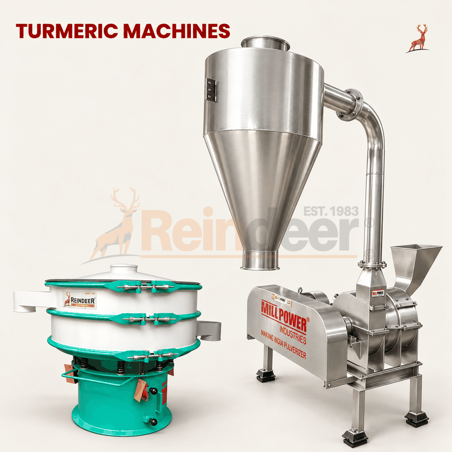 machine à poudre de curcuma - machine avec tamiseur vibro - reindeer machinery
